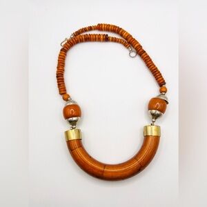 Antique Bone & Silver Berber Necklace with Ashanti Beans Necklace